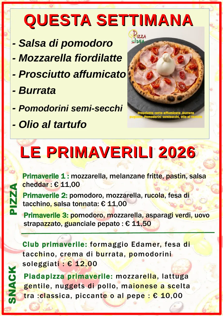 Listino online : Nuovo listino Pizzaidea Ceggia